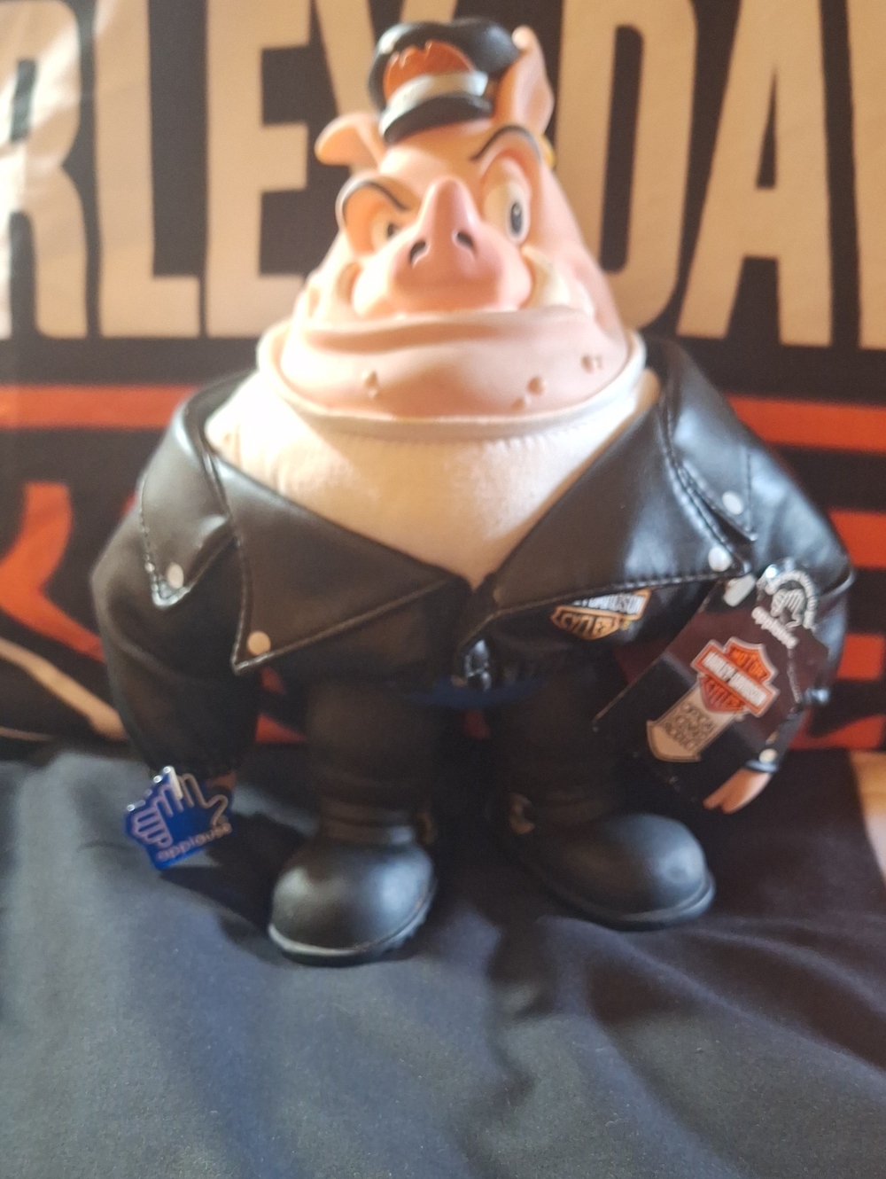Vintage Harley-Davidson Black Faux Leather Biker Jacket Figurine